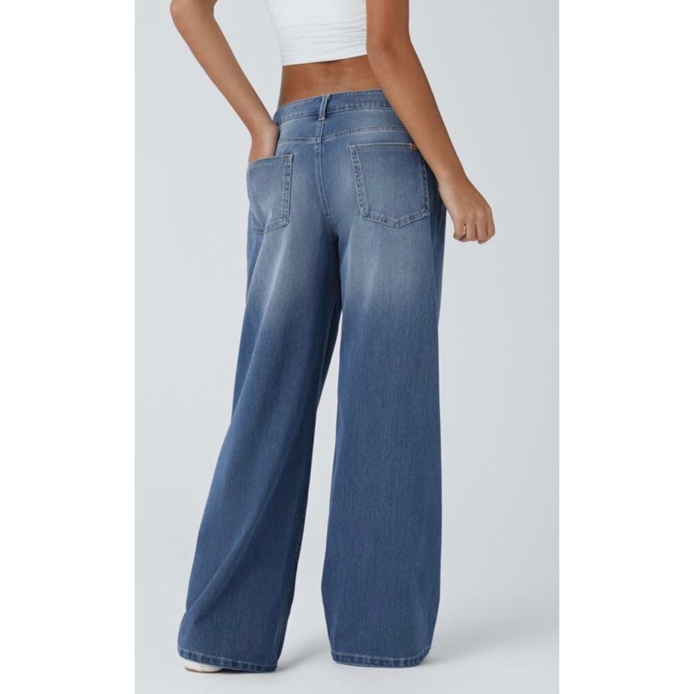 Halara Flex Asymmetric Low Rise Zipper Pockets Baggy Wide Leg, size large petite - Picture 13 of 13